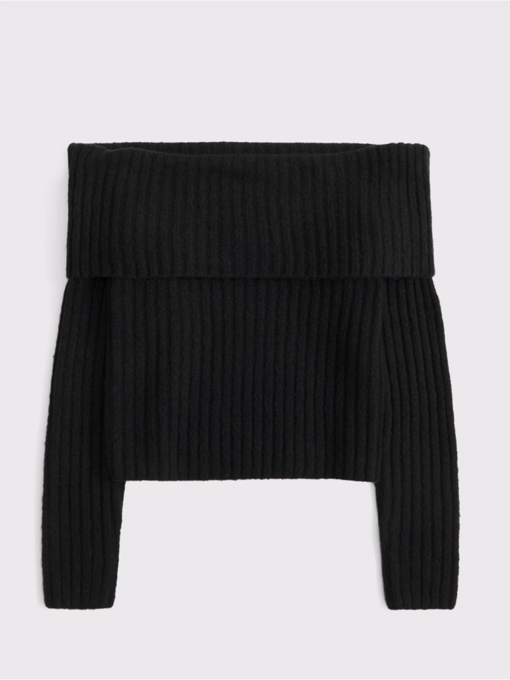 Abercrombie Off-Shoulder Ribbed Knit Sweater - Black